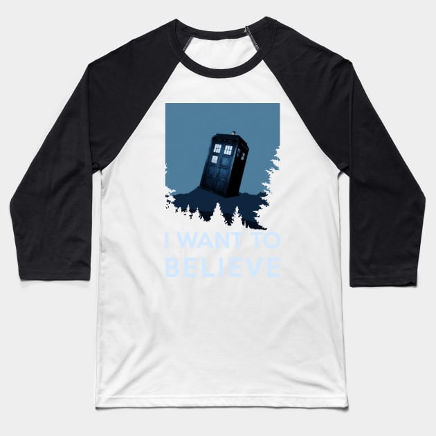 I want to believe - dreams of time travel, Tardis Baseball T-Shirt by Quentin1984